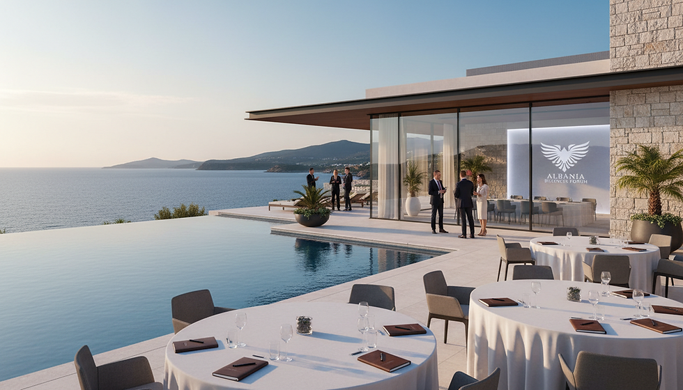 Seafront hotel terrace and outdoor event space in Albania