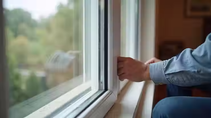 Contractor securing hurricane shutter bracket during installation