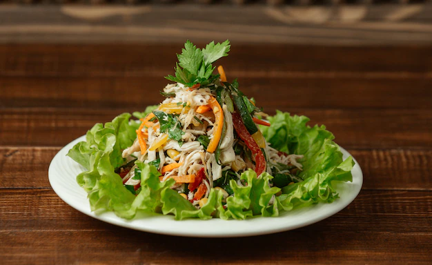 chopped-minced-chicken-mushroom-salad-with-colorful-bell-peppers-fresh-parsley_114579-1873