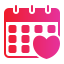 Red calendar with heart icon