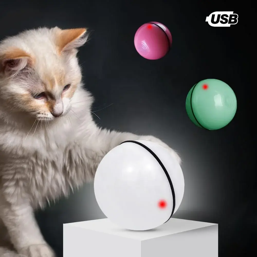 Interactive Motorized Toy Ball that Lights Up for Your Pet Cat USB  MUPAE.COM