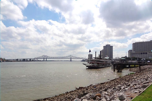 Mississippi River, bridge, and steamboat in New Orleans photographed by attorney David W. Nance