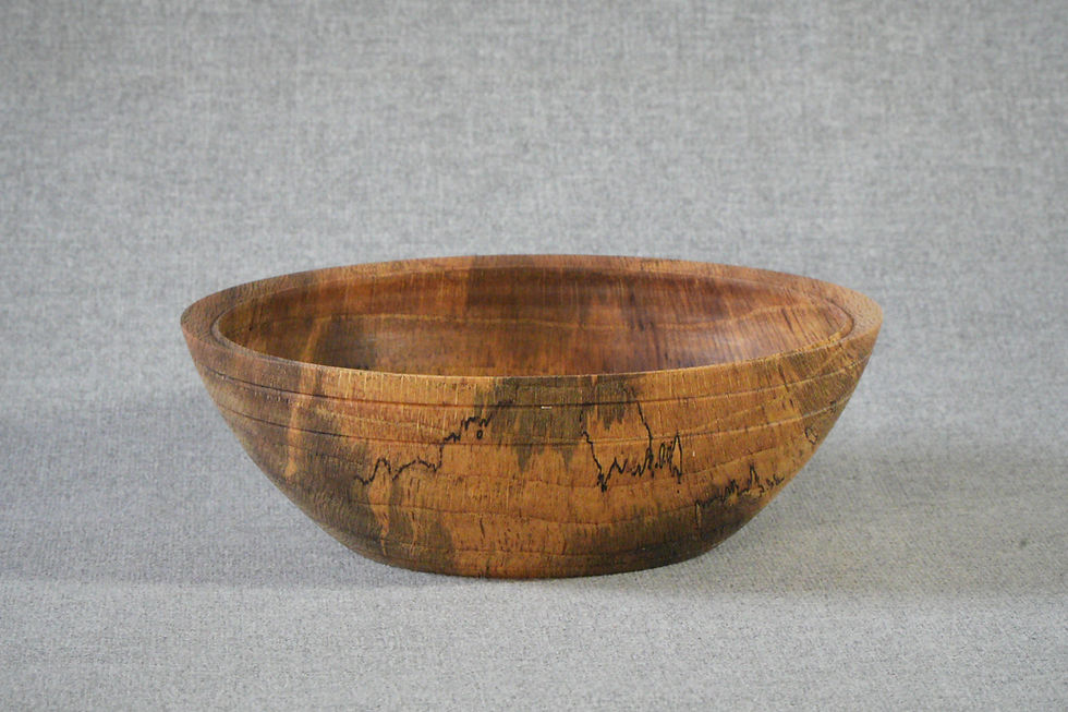 Medium Willow Oak Bowl with Embellished Surface and Beautiful Natural Spalting Side 1