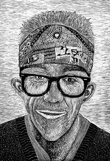 portrait-in-linocut-technique