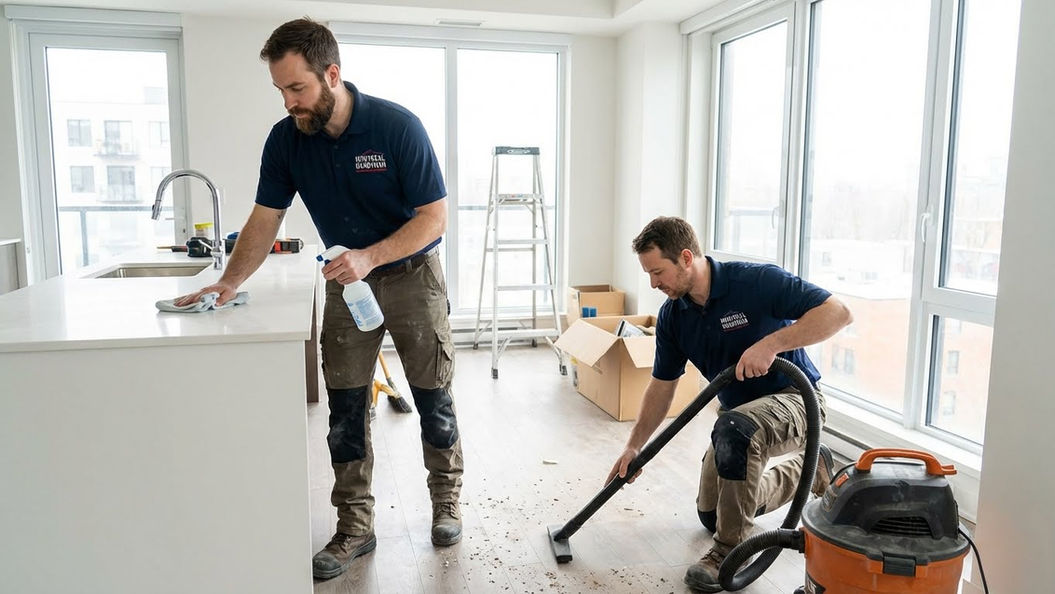 Un homme à tout faire effectue le nettoyage après des travaux de rénovation