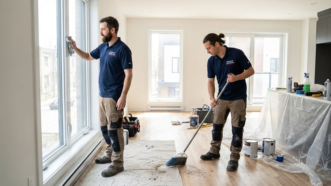 Nettoyage après rénovation d'un intérieur résidentiel