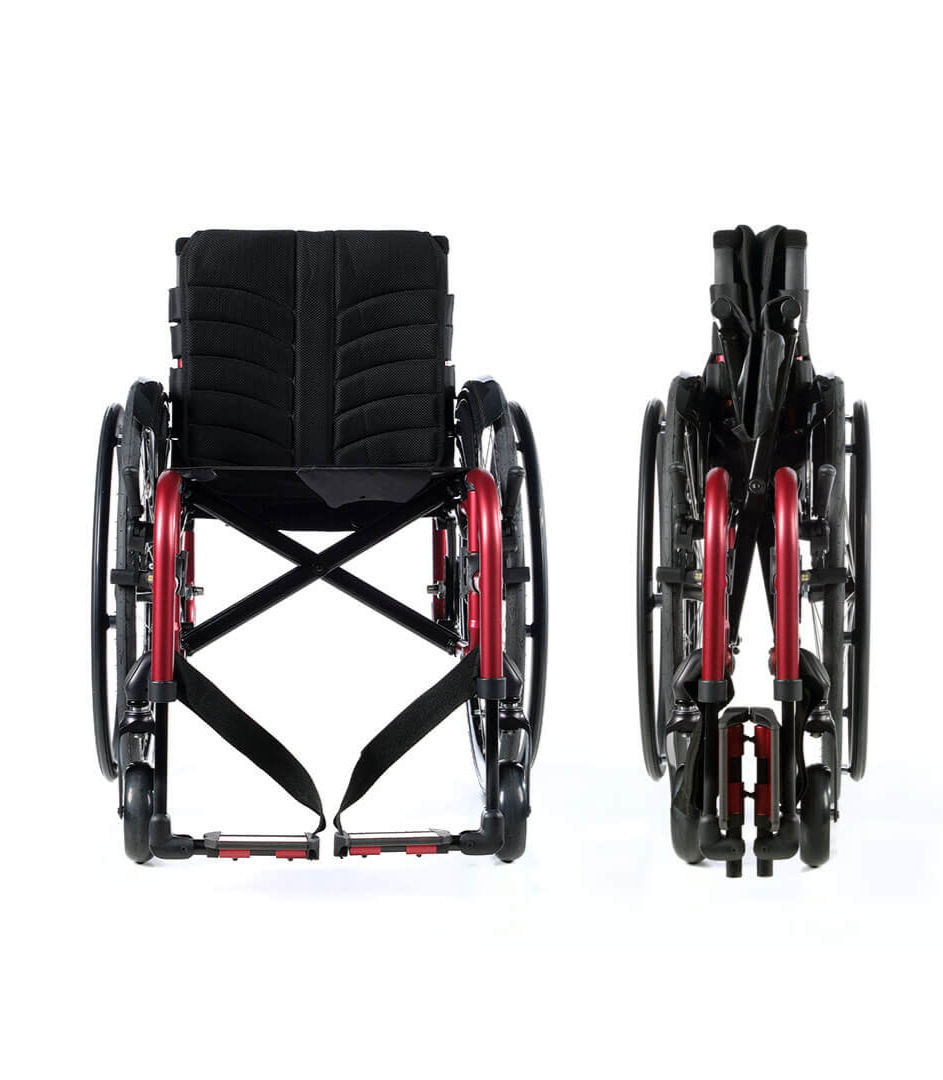 Thumbnail: Sunrise Quickie QS5X Folding Active user Wheelchair - Folded & Unfolded
