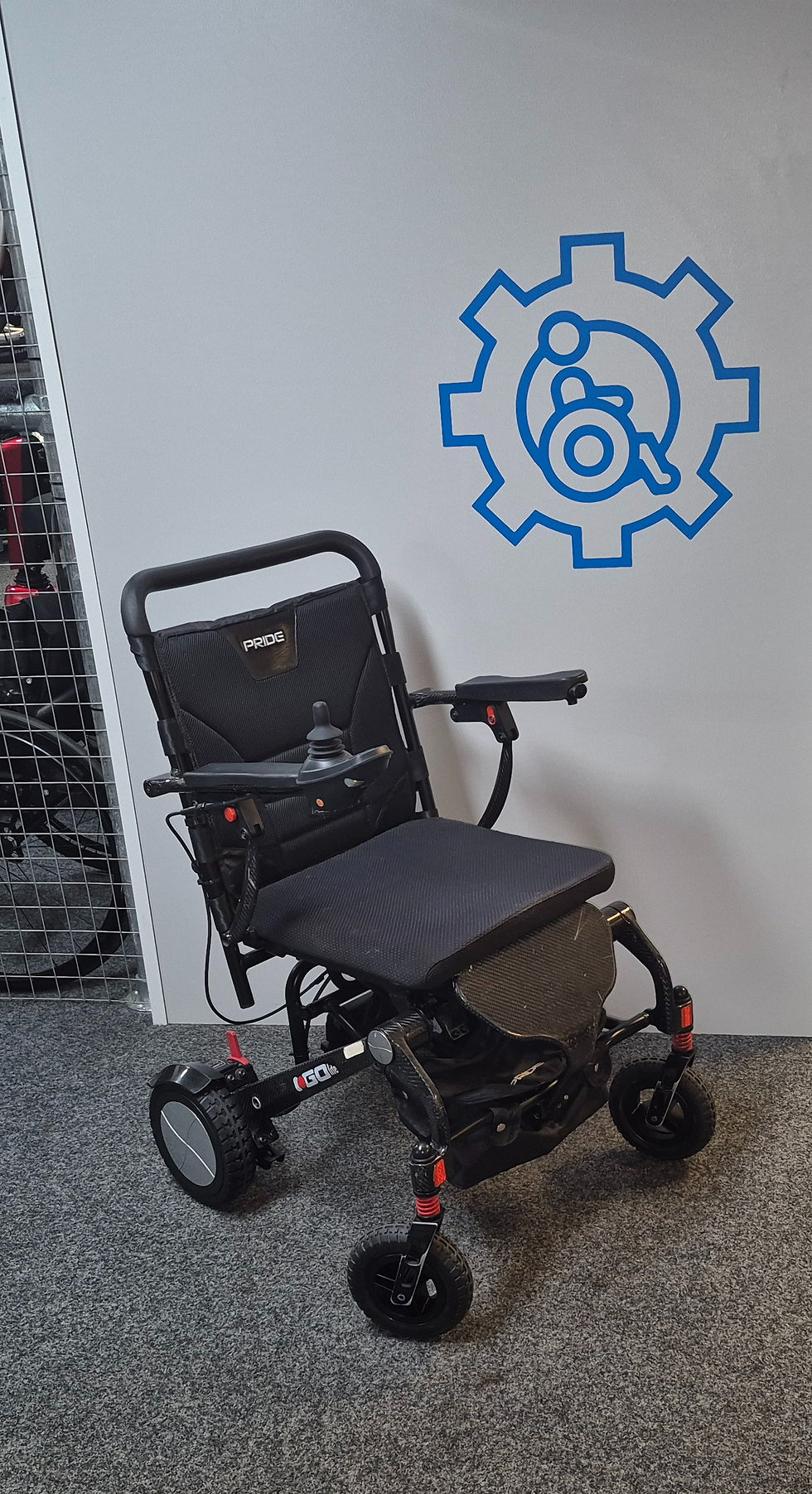 Preowned Pride i Go Lite Carbon Fibre Folding Powerchair - Front Right