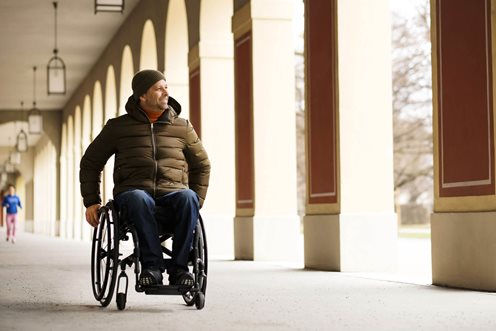 Thumbnail: Sunrise Quickie QS5X Folding Active user Wheelchair - Outside