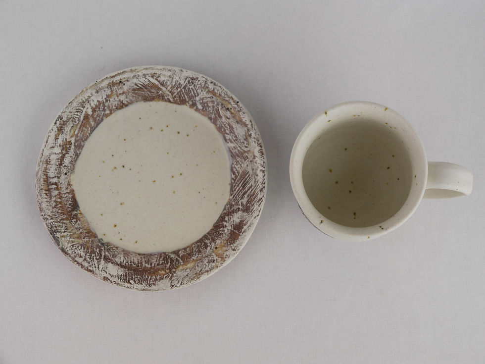 サムネイル： 泥彩 Cup &amp; Saucer 白 Muddy White Colored