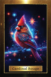 cardinal rouge sur fond bleu étoilé