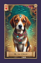 un chien beagle représentatif de la carte numéro 18 du Petit Lenormand