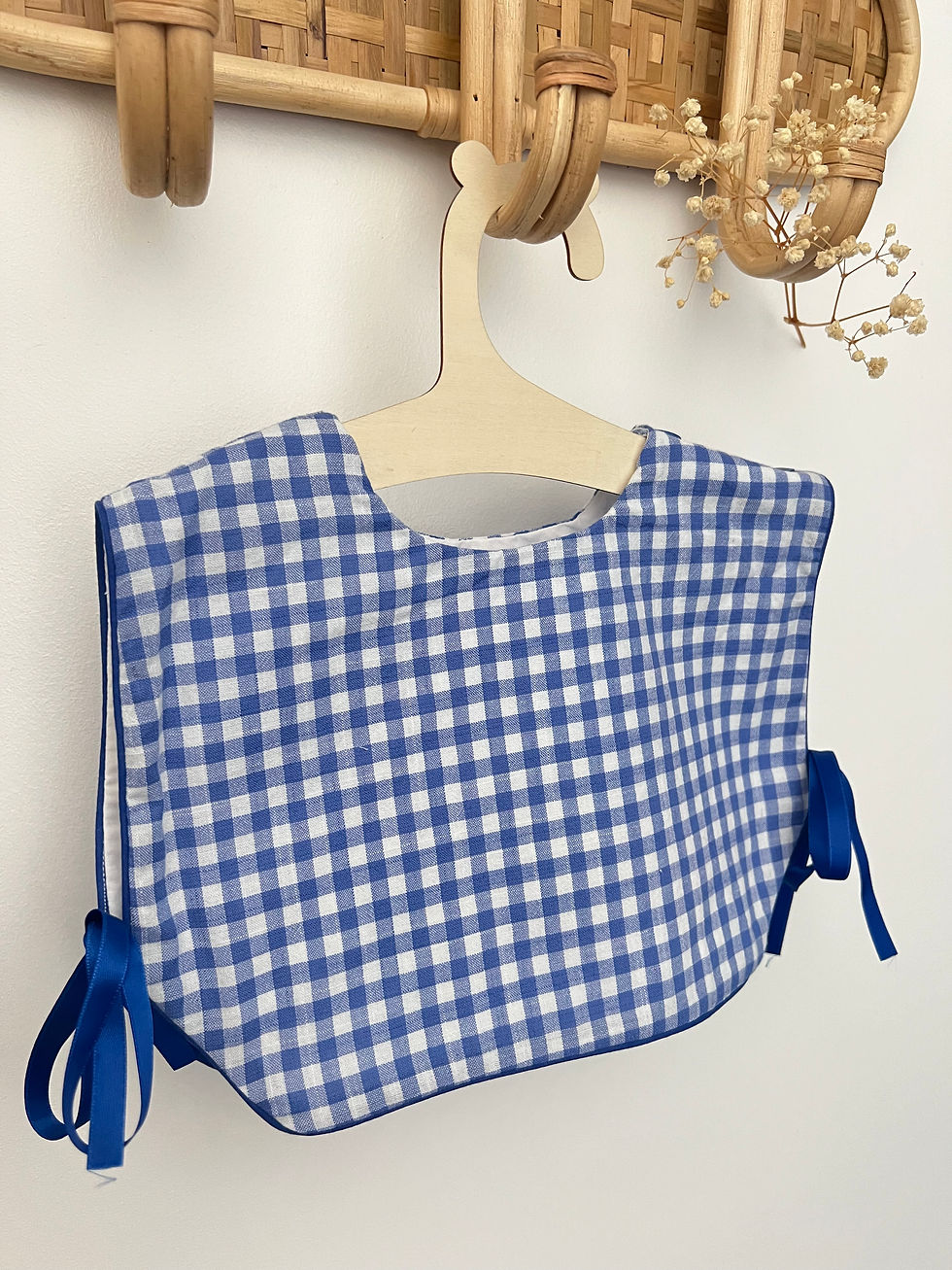 Miniature : Bavoir plastron en coton vichy taille 3-6mois