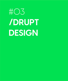 card verde neon com o título DRUPT DESIGN escrito de forma estilizada