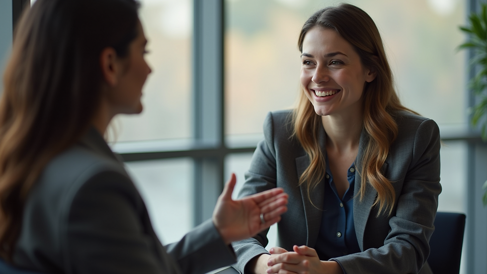 Close-up view of a therapist and client engaged in a conversation
