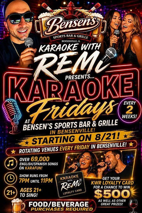 Karaoke With REMi at Bensens Sports Bar in Bensenville Fridays.jpg