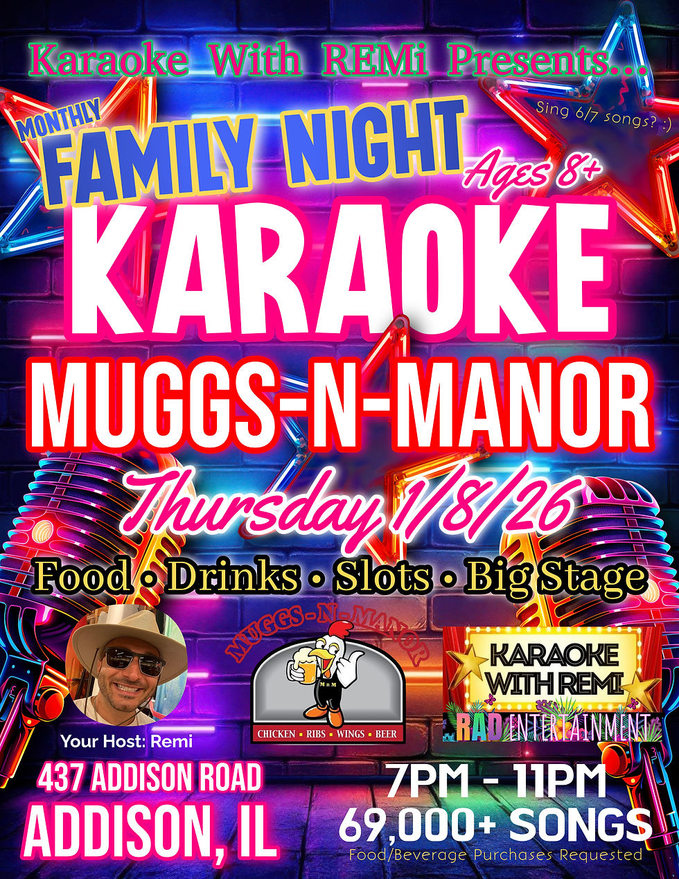 Karaoke With REMi Family Night at Muggs-N-Manor Ages 8+