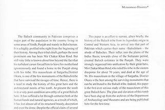 Mir Chakar Khan Rind and his Mausoleum at Satgarha: An Obscure Chapter in the History of the Baloch in Pakistan