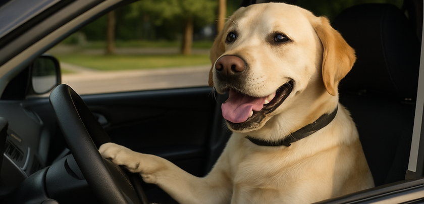Hund der Auto fährt