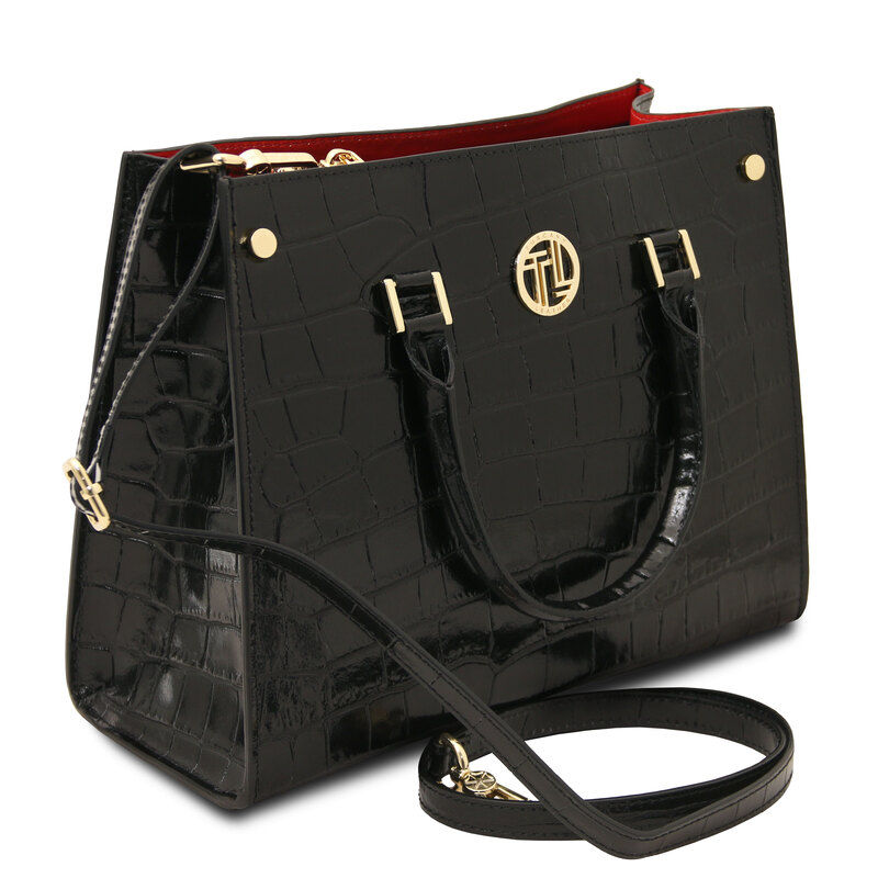 תמונה ממוזערת: תיק עור לנשים בעיצוב אלגנטי עם טוויסט יוקרתי של מרקם קרוקודיל