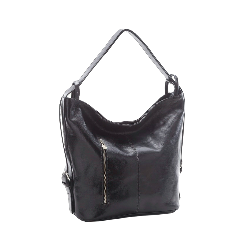 תיק גב-כתף שחור מעור