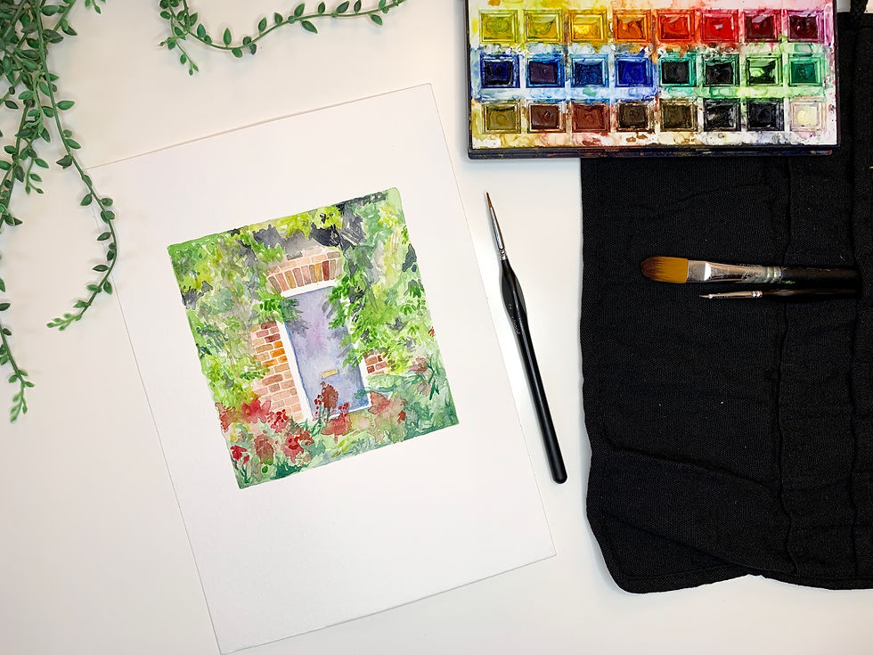 Thumbnail: Original Country Cottage Doorway Watercolour Painting