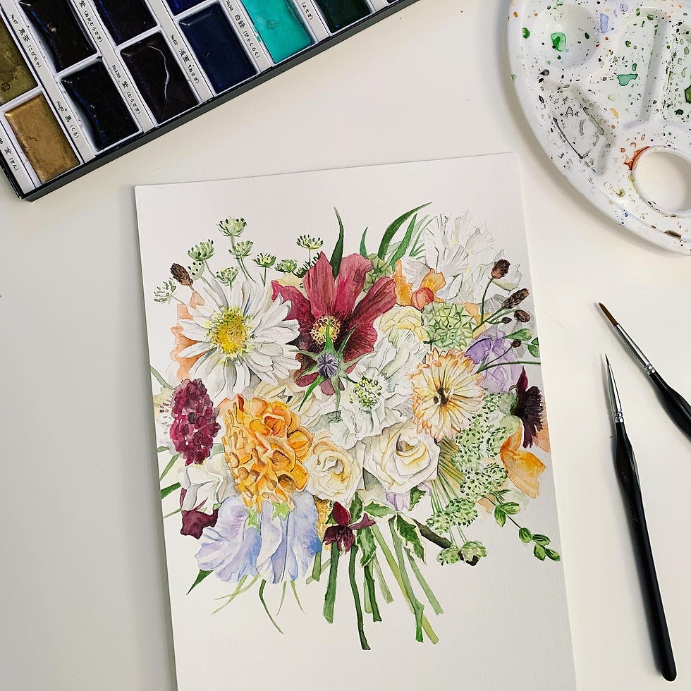 Thumbnail: Custom Wedding Bouquet Watercolour Painting Commission