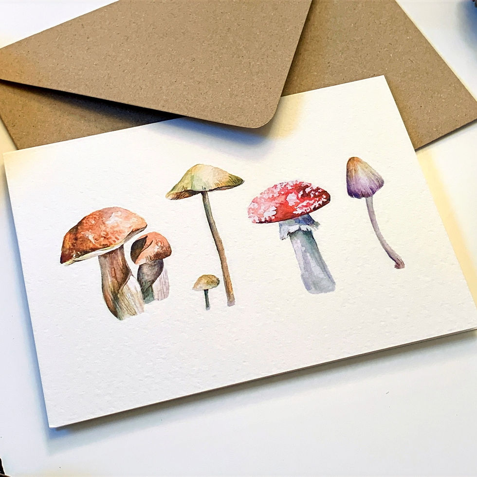 Thumbnail: Four Mushrooms Greeting Card