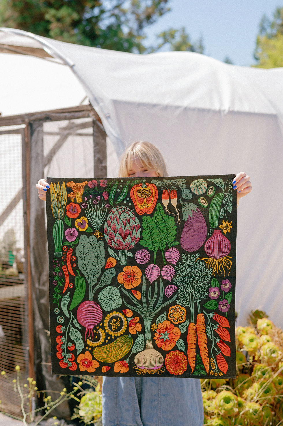 Thumbnail: Organic Cotton Tea Towel - Midnight Veggie