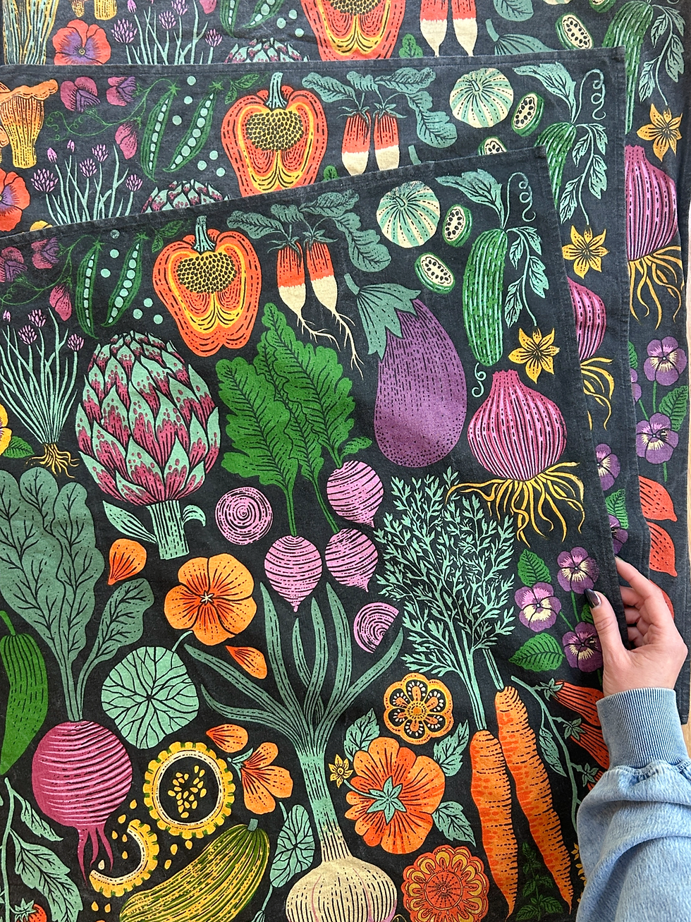 Thumbnail: Organic Cotton Tea Towel - Midnight Veggie