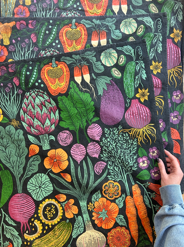 Organic Cotton Tea Towel - Midnight Veggie | lili-arnold-studios