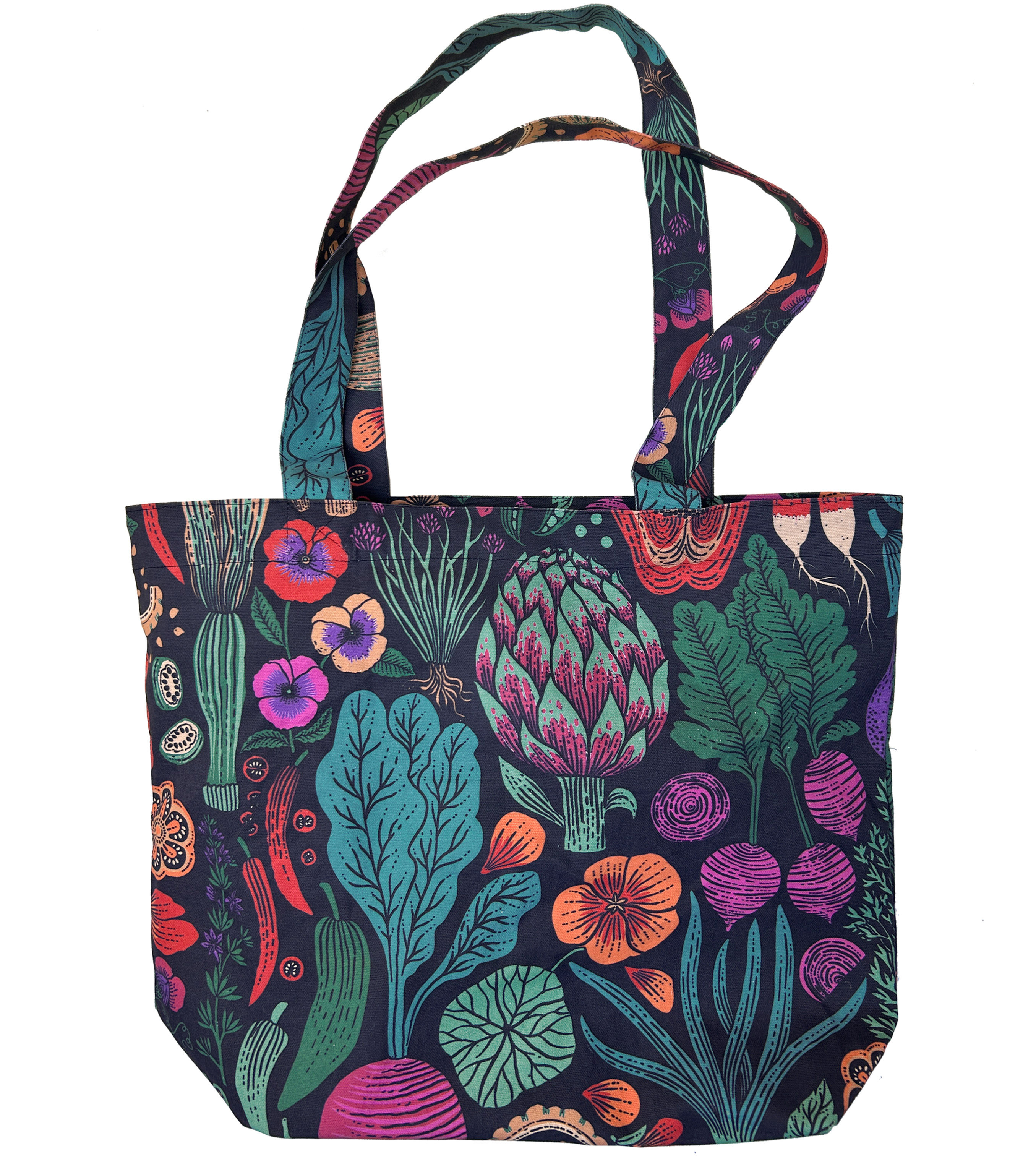 Big Organic Cotton Tote - Midnight Veggie