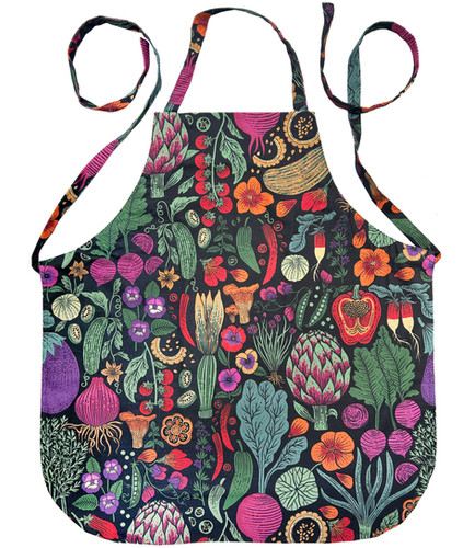 Organic Cotton Apron - Midnight Veggie | lili-arnold-studios