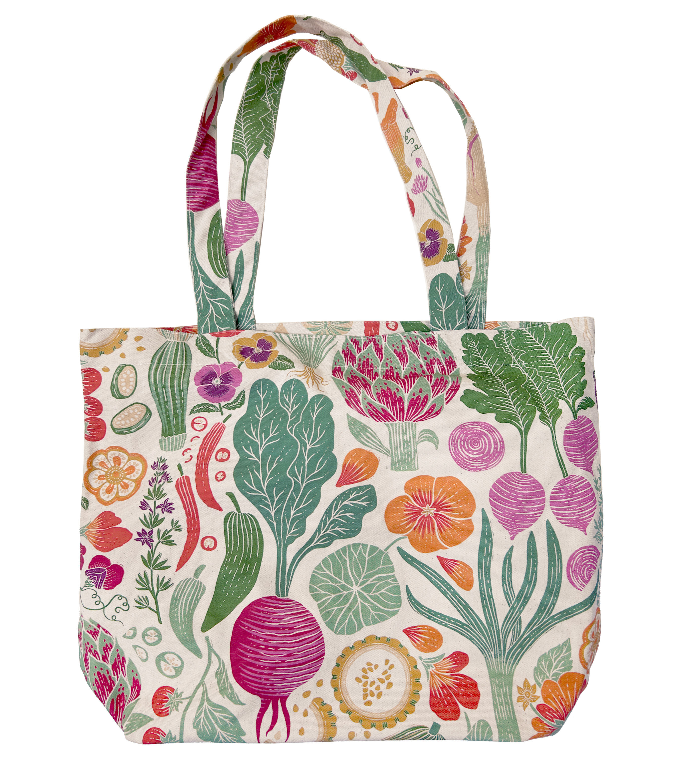 Big Organic Cotton Tote - Veggie Garden