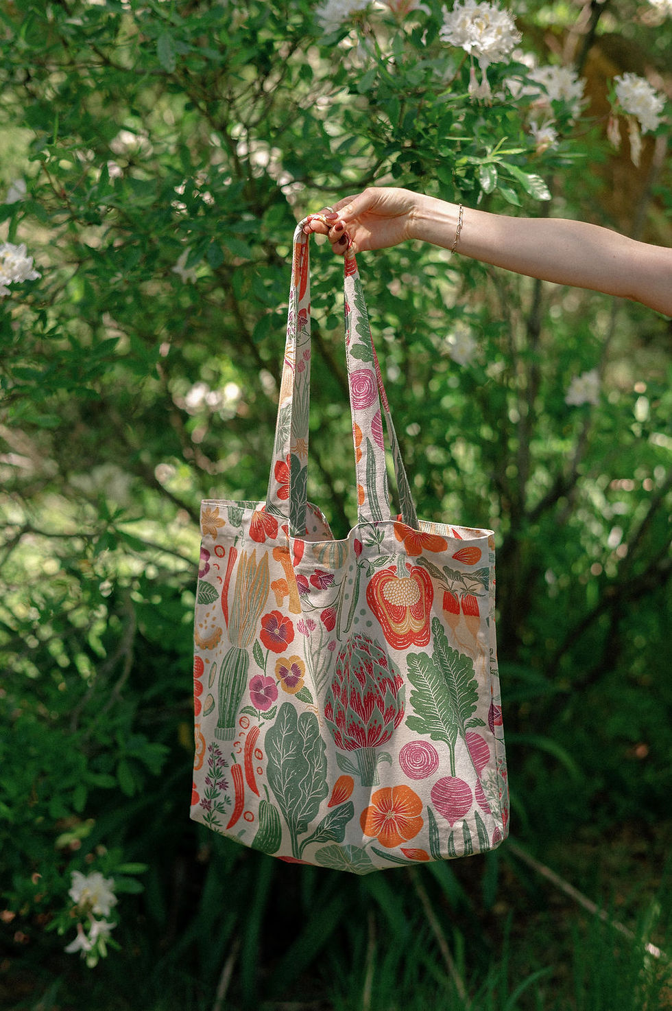 Thumbnail: Big Organic Cotton Tote - Veggie Garden