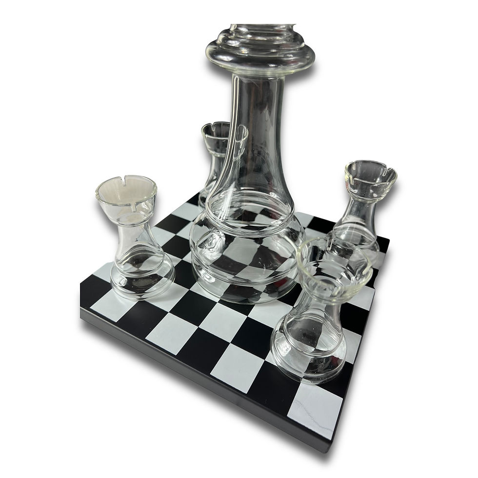 Miniatura: Licorera ajedrez cristal x 4