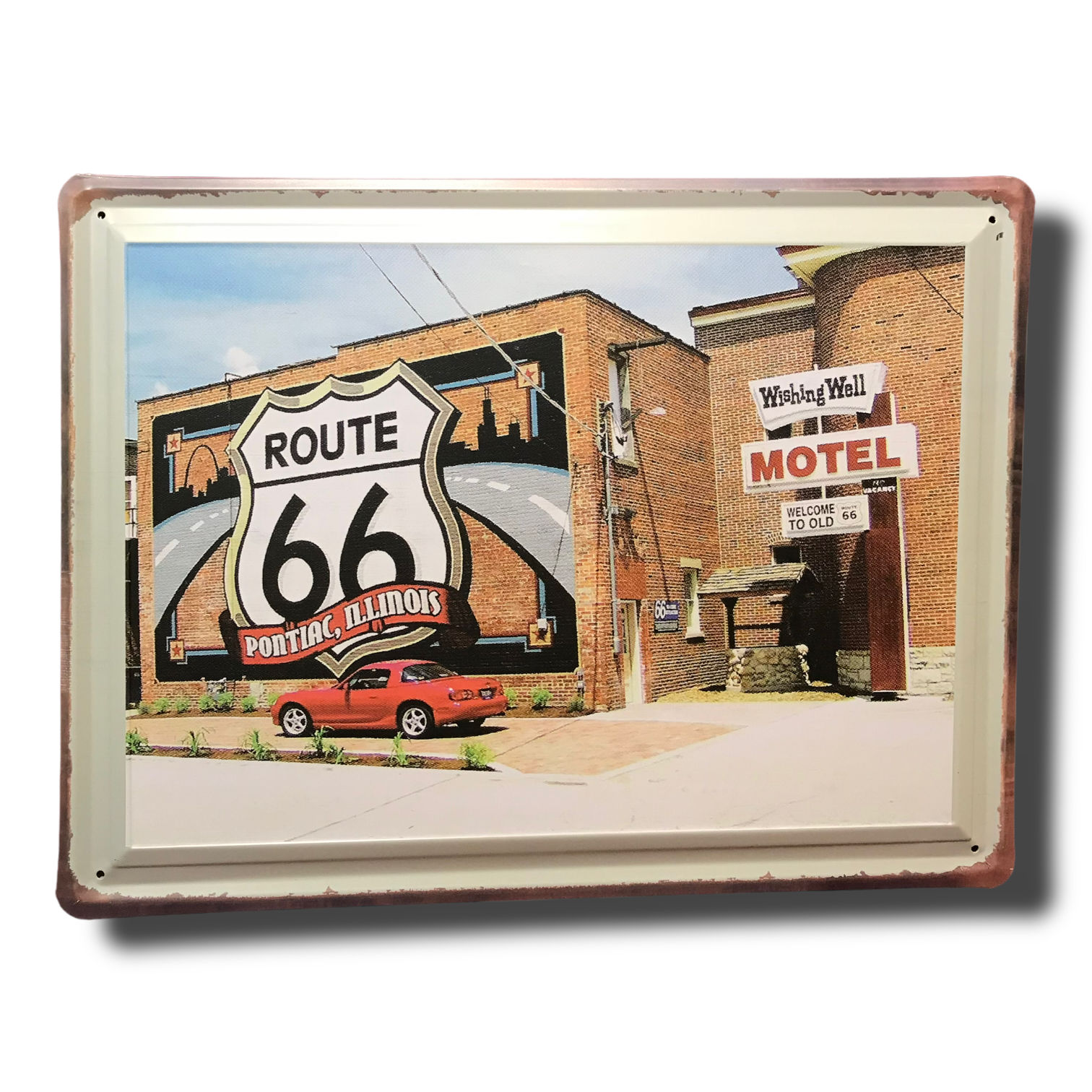 Placa Route 66 metálica   40 cm x 30 cm