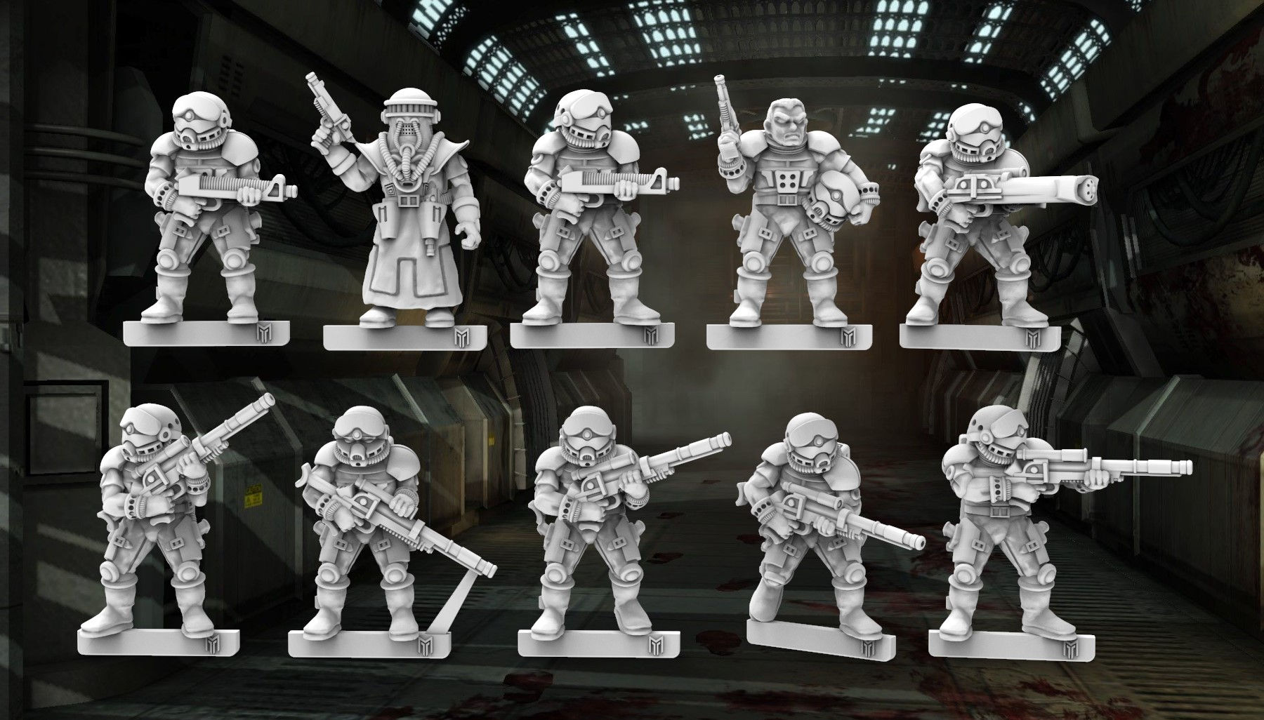 10 x Spacefaring Troops & Leader Miniatures Set