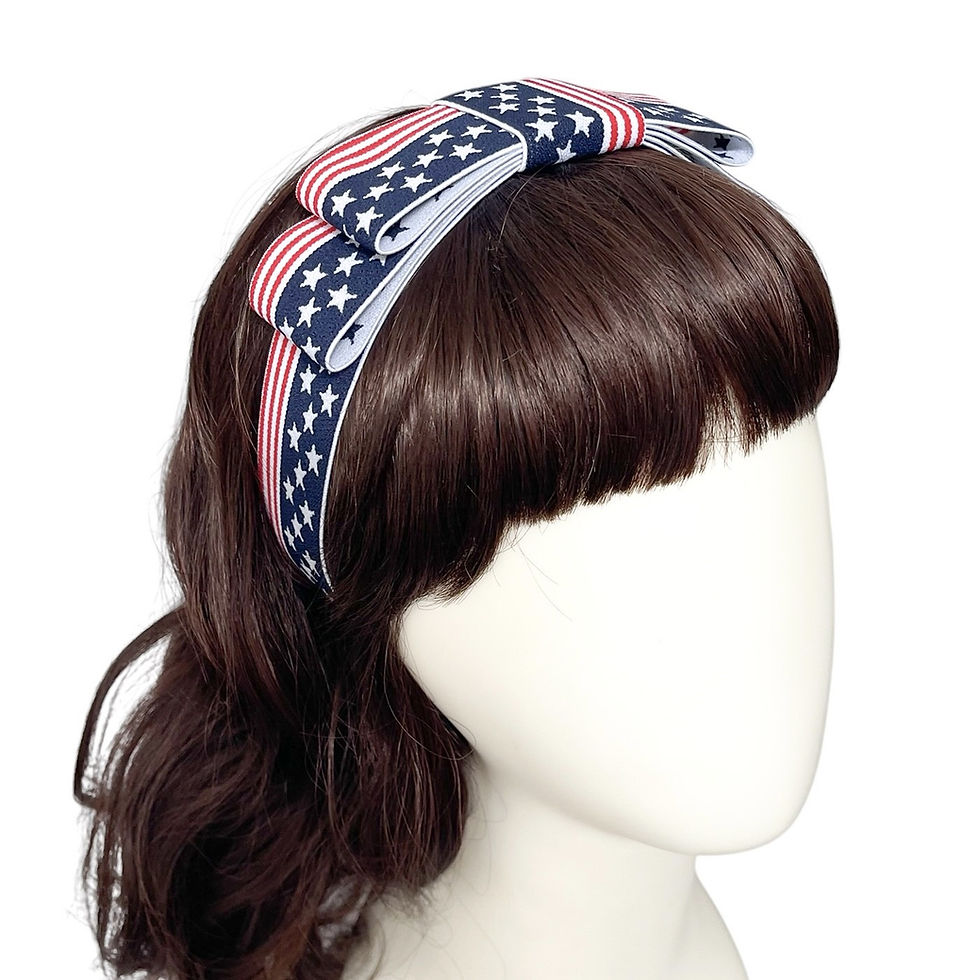 Old Glory Elastic Bow Headband | 3 Sizes | 2 Styles | Americana Ribbon Headband | Fourth of July | Independence Day | Patriot