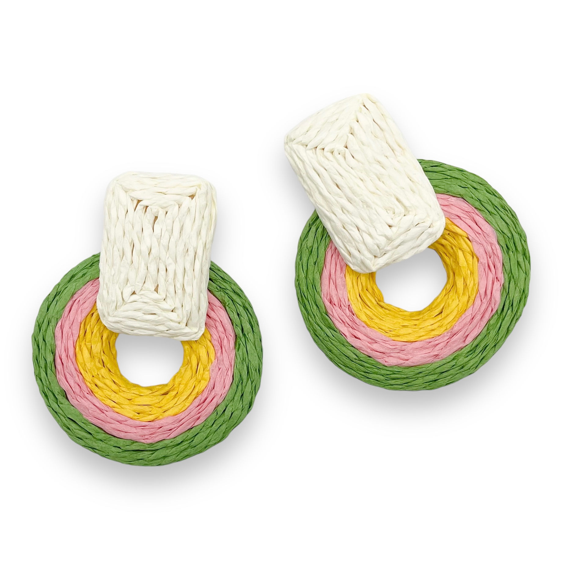Colorful Raffia Eighties Earrings