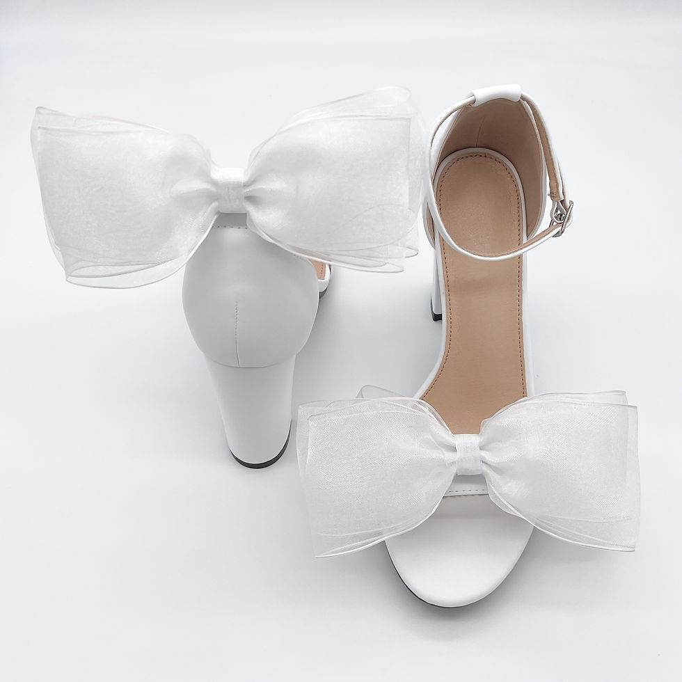 White Big Bow Shoe Clips | Bridal