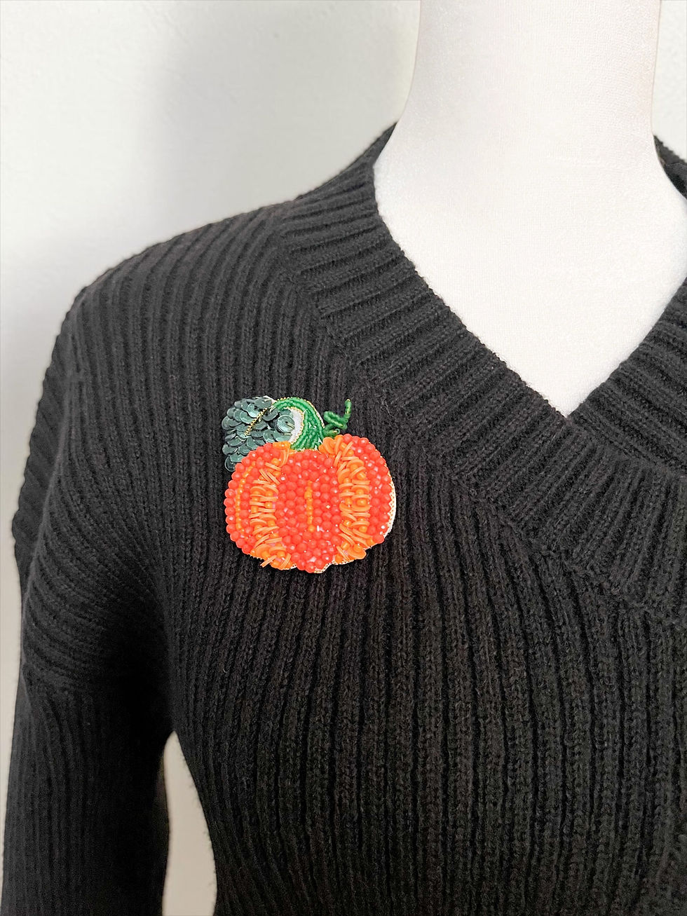 Beaded Pumpkin Brooch | Halloween Pin | Thanksgiving | Gardener Gift | Whimsical Jewelry