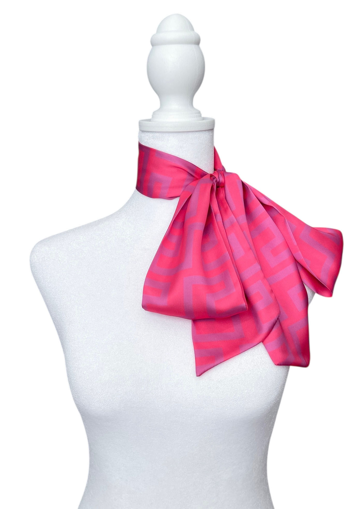 Hot Pink and Lavender Greek Key Bow Scarf | Big Bow