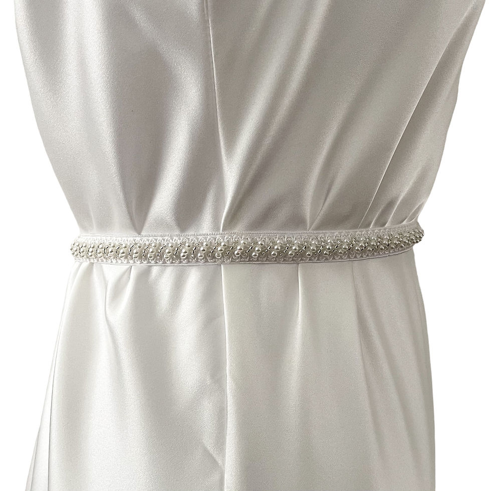 Thumbnail: Skinny White Beaded Belt | Formal Belt | Bridal Belt | Bridesmaid belt | Wedding Belt