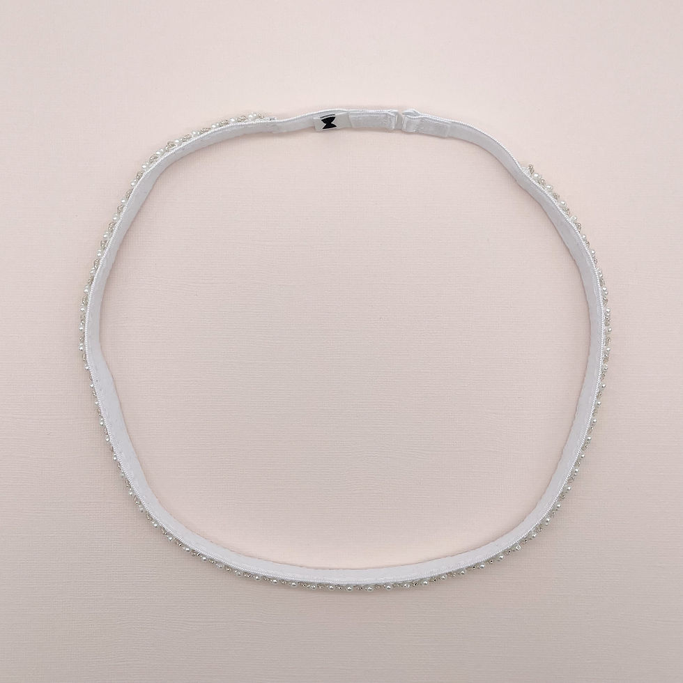 Thumbnail: Skinny White Beaded Belt | Formal Belt | Bridal Belt | Bridesmaid belt | Wedding Belt