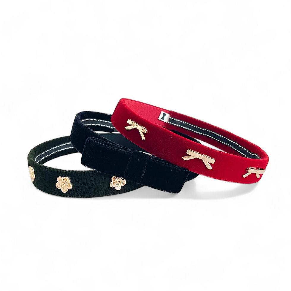 Thumbnail: Velvet Headband with Gold Bows | 5 Colors