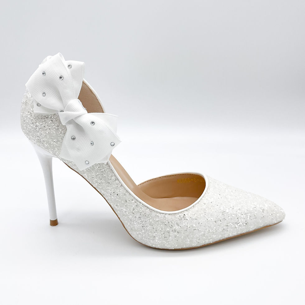 Thumbnail: White Rhinestone Bow Shoe Clip