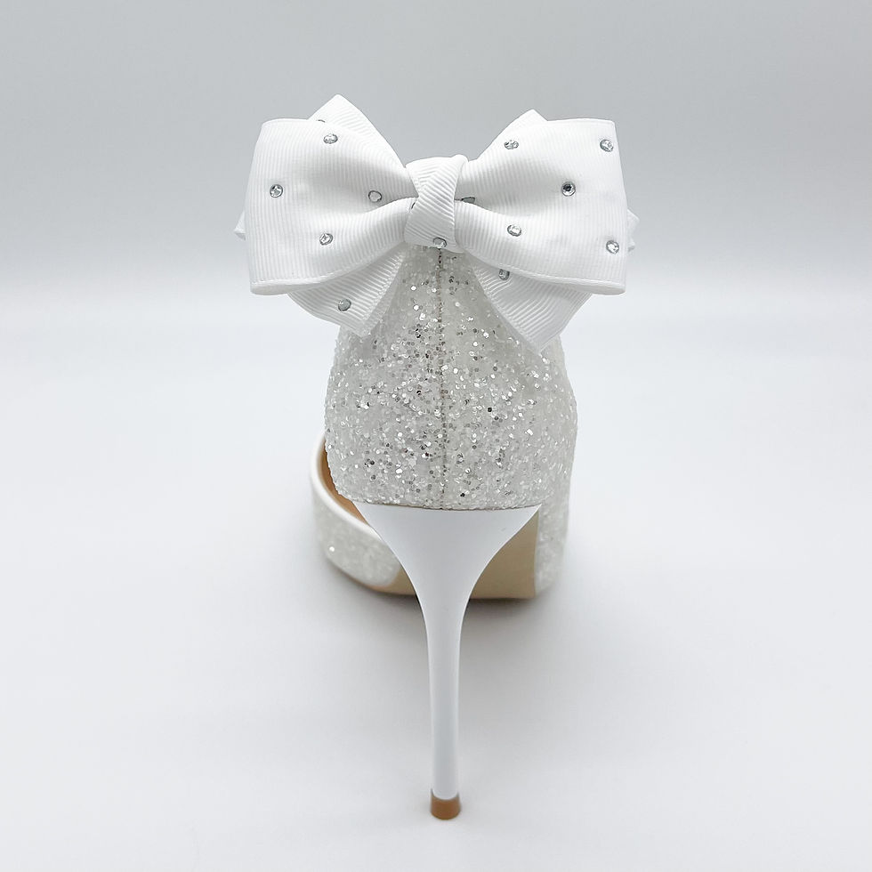 Thumbnail: White Rhinestone Bow Shoe Clip