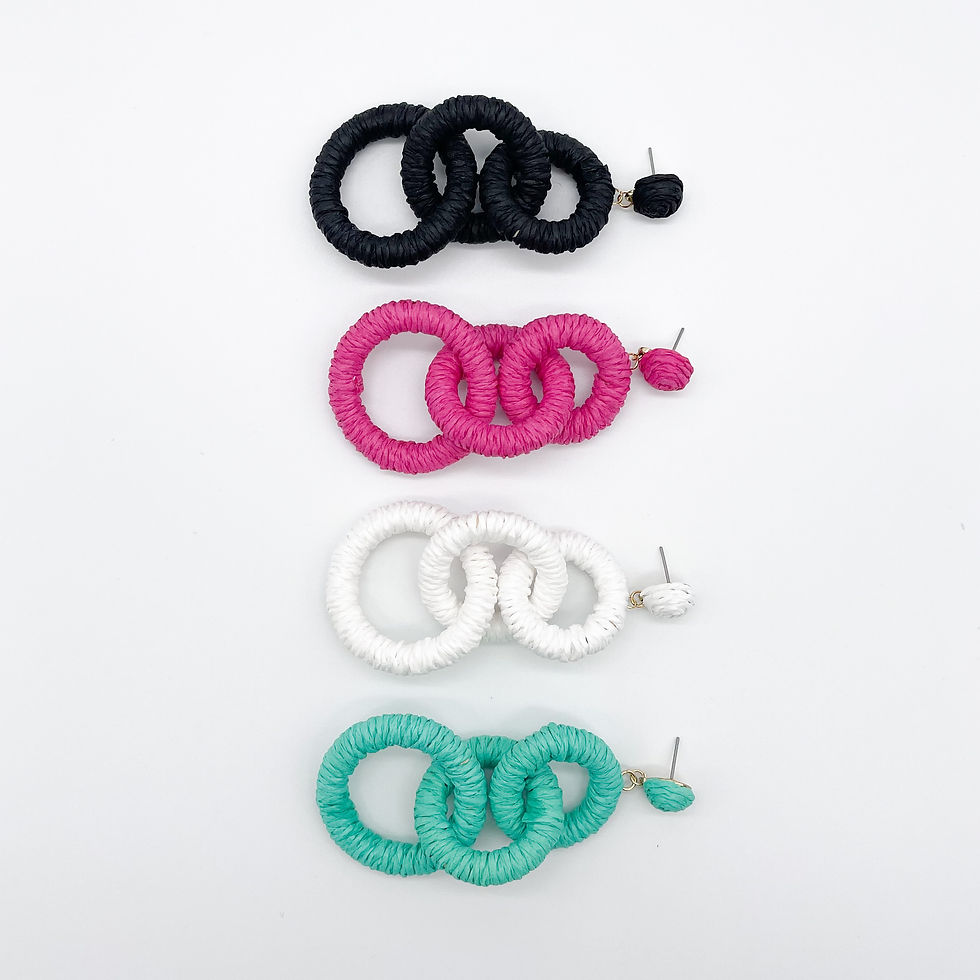 Thumbnail: Pink Triple Ring Earrings