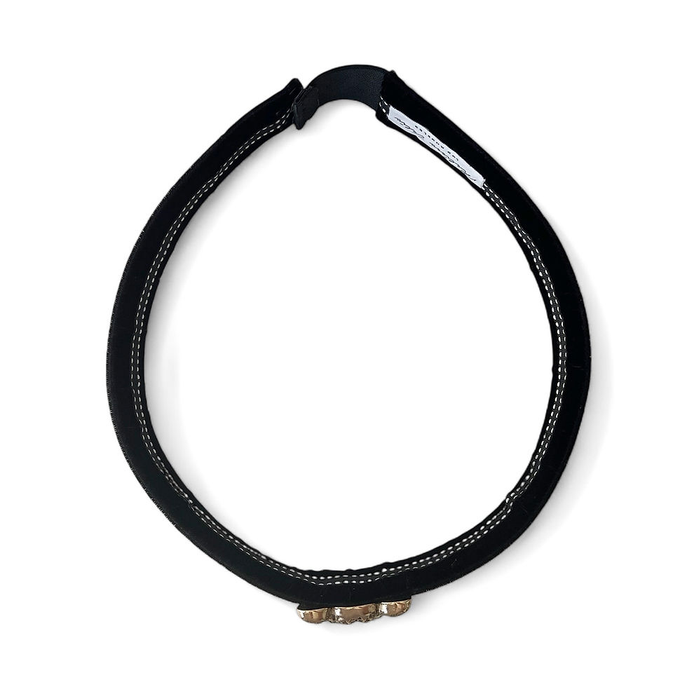 Thumbnail: Velvet belt with gold metal leopard buckle Melissa Velia Designer Brand